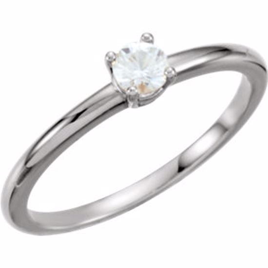 19399:151:P Sterling Silver Imitation Diamond "April" Youth Birthstone Ring