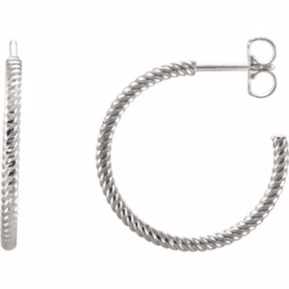 86111:6117:P Continuum Sterling Silver 21mm Rope Design Hoop Earrings