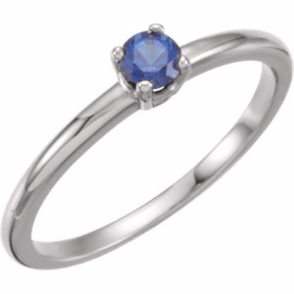 19399:156:P Sterling Silver Imitation Blue Sapphire "September" Youth Birthstone Ring