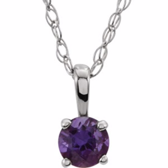 28393:70028:P 14kt White Imitation Amethyst "February" Birthstone 14" Necklace 