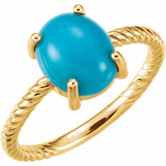 71695:616:P 14kt Yellow Turquoise Cabochon Ring