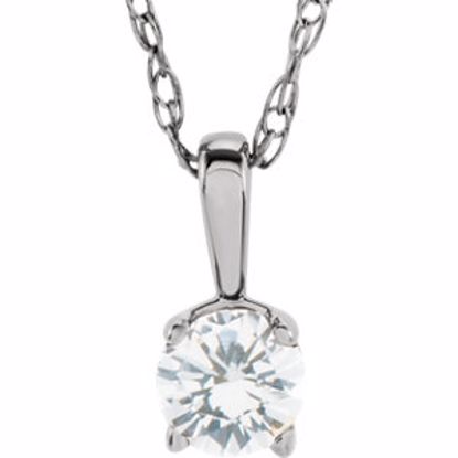 28393:70034:P 14kt White Imitation Diamond "April" Birthstone 14" Necklace  