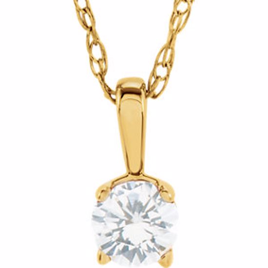 28393:70035:P 14kt Yellow Imitation Diamond "April" Birthstone 14" Necklace   