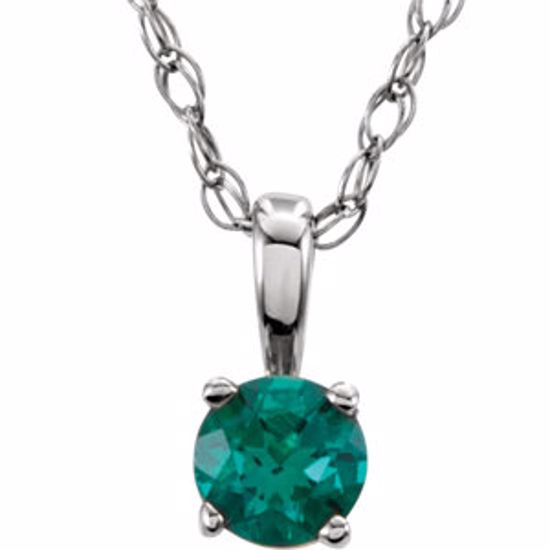 28393:70037:P 14kt White Imitation Emerald "May" Birthstone 14" Necklace  