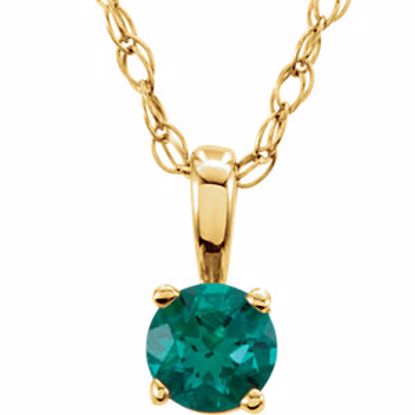 28393:70038:P 14kt Yellow Imitation Emerald "May" Birthstone 14" Necklace  