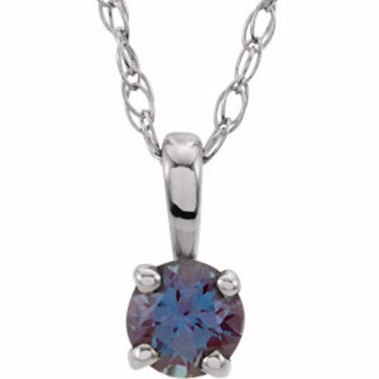 28393:70040:P 14kt White Imitation Alexandrite "June" Birthstone 14" Necklace  