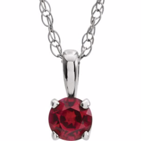 28393:70043:P 14kt White Imitation Ruby "July" Birthstone 14" Necklace  