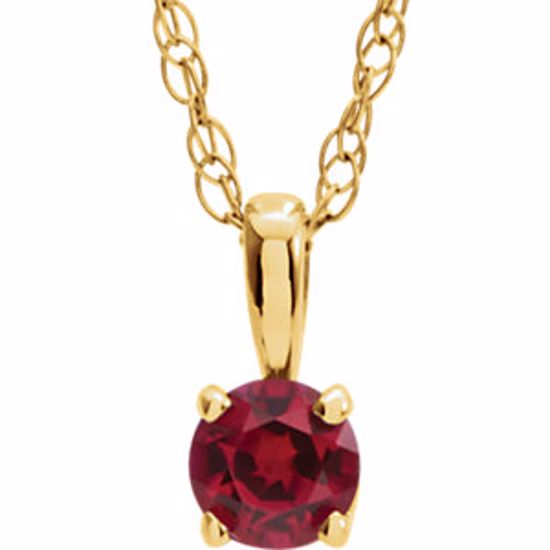 28393:70044:P 14kt Yellow Imitation Ruby "July" Birthstone 14" Necklace   