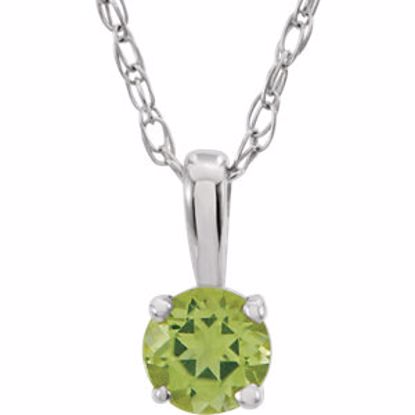 28393:70046:P 14kt White Imitation Peridot "August" Birthstone 14" Necklace  