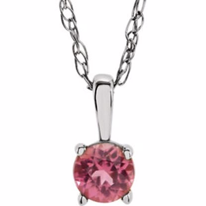 28393:70052:P 14kt White Imitation Pink Tourmaline "October" Birthstone 14" Necklace  