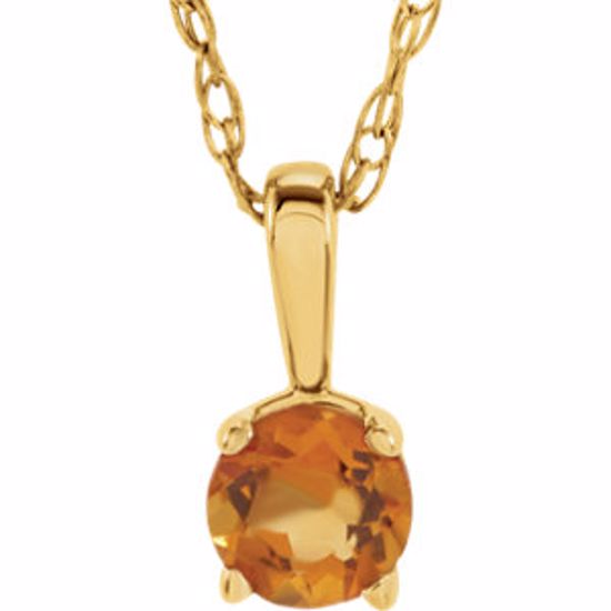 28393:70056:P 14kt Yellow Imitation Citrine "November" Birthstone 14" Necklace   