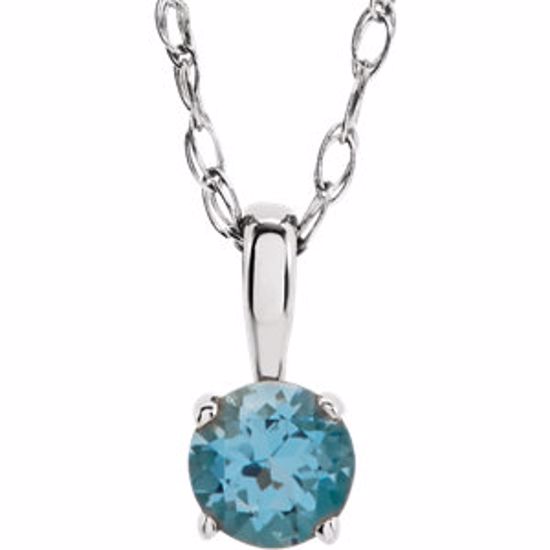 28393:70058:P 14kt White Imitation Blue Zircon "December" Birthstone 14" Necklace  