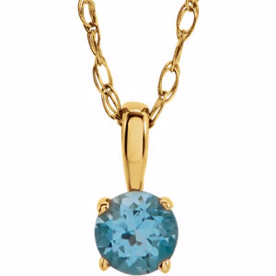 28393:70059:P 14kt Yellow Imitation Blue Zircon "December" Birthstone 14" Necklace   