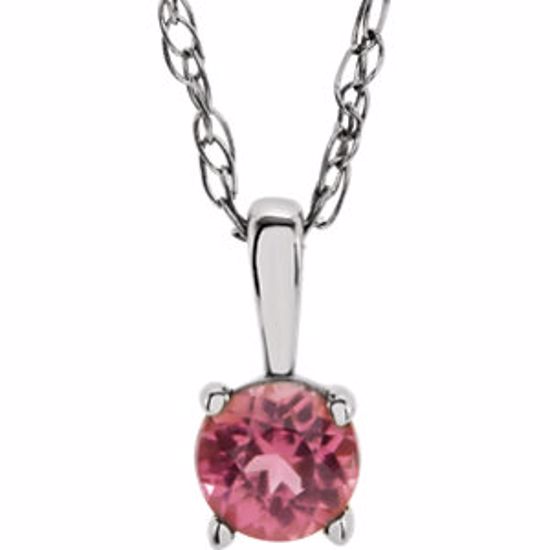 28393:70054:P Sterling Silver Imitation Pink Tourmaline "October" Birthstone 14" Necklace   