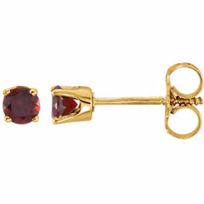 651643:70025:P 14kt Yellow Imitation Garnet Youth Earrings