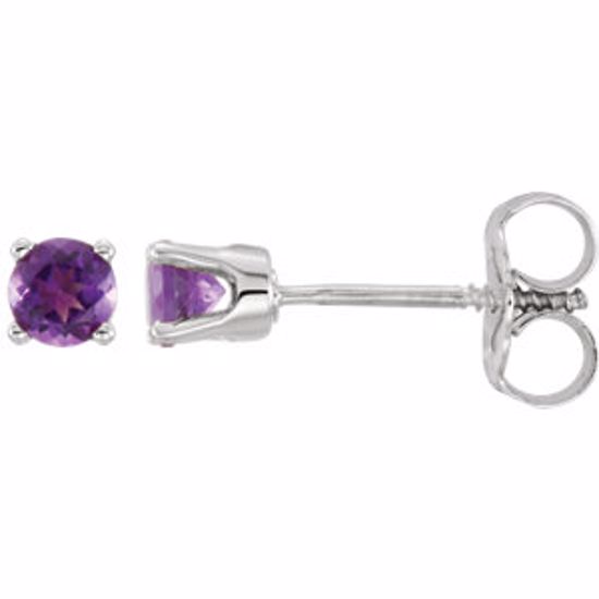 651643:70027:P 14kt White Imitation Amethyst Youth Earrings