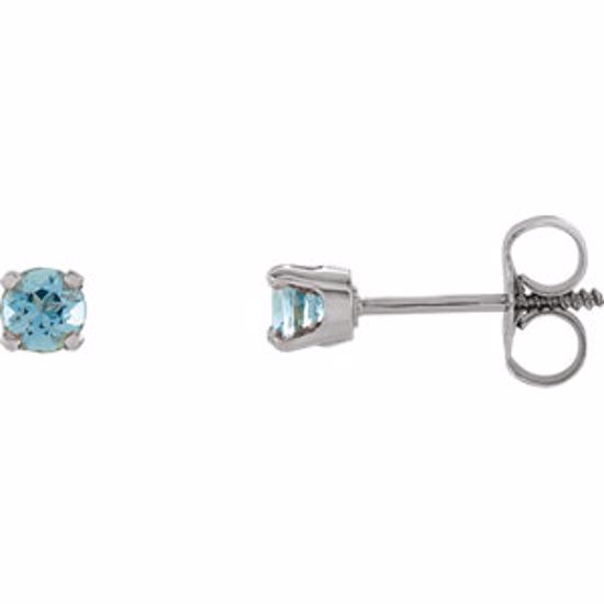 651643:70030:P 14kt White Imitation Aquamarine Youth Earrings