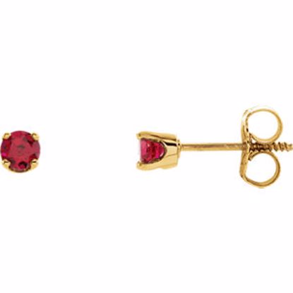 651643:70043:P 14kt Yellow Imitation Ruby Youth Earrings