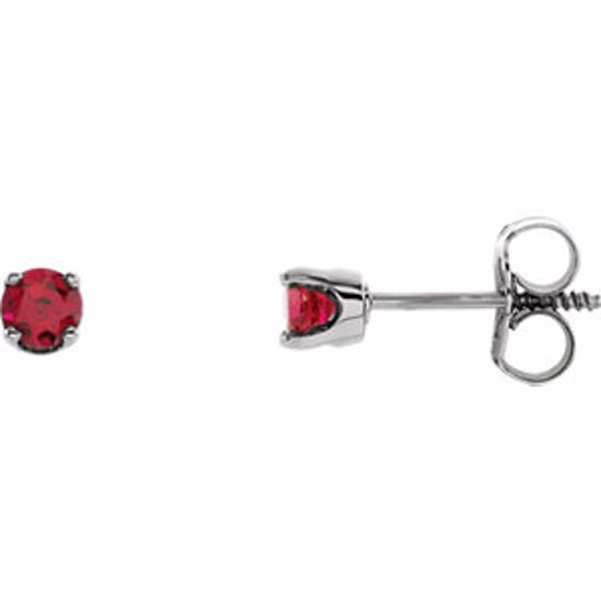 651643:70042:P 14kt White Imitation Ruby Youth Earrings