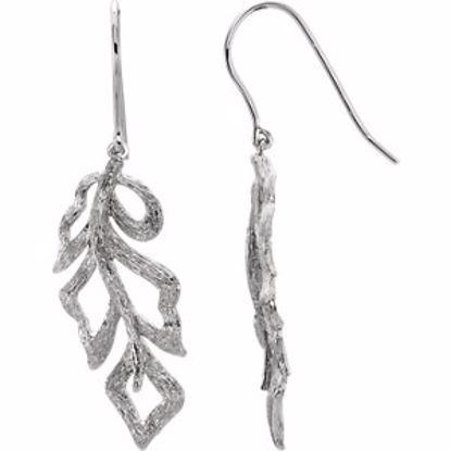 86180:1000:P Sterling Silver Textured Bark Leaf Earrings 