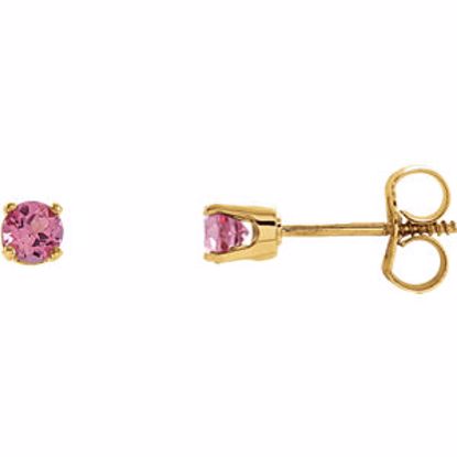 651643:70052:P 14kt Yellow Imitation Pink Tourmaline Youth Earrings