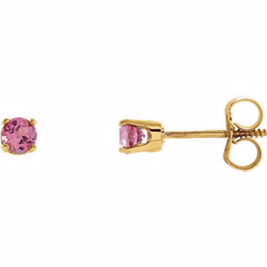 651643:70052:P 14kt Yellow Imitation Pink Tourmaline Youth Earrings