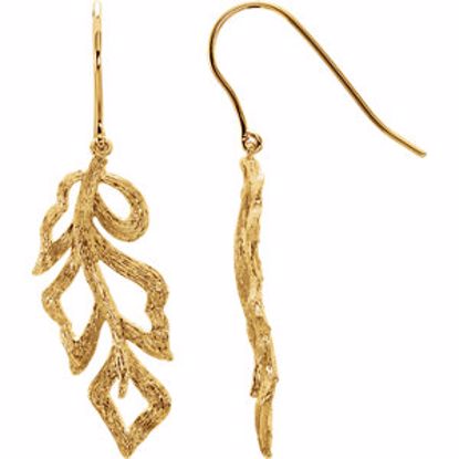 86180:1001:P Sterling Silver Yellow Gold Plated Textured Bark Leaf Earrings 