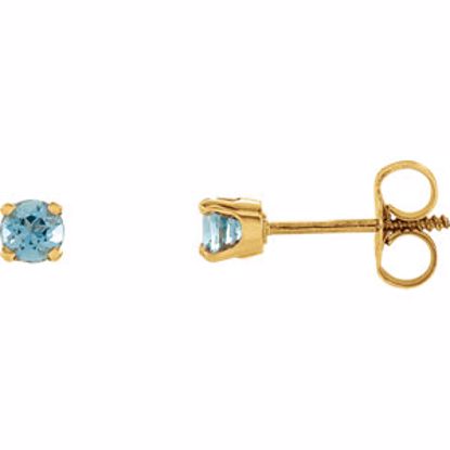 651643:70058:P 14kt Yellow Imitation Blue Zircon Youth Earrings