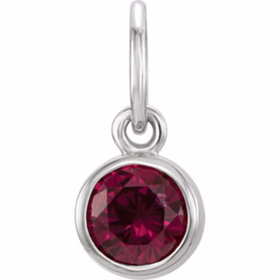 86179:100:P 14kt White Imitation Garnet Birthstone Charm