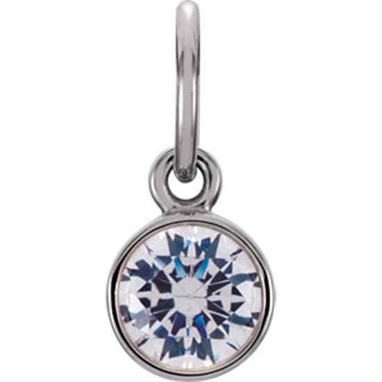 86179:109:P 14kt White Imitation Diamond Birthstone Charm