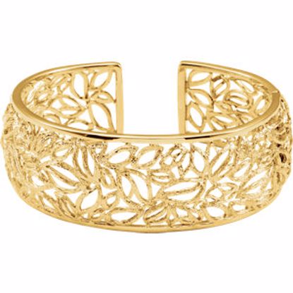 86183:1001:P Sterling Silver Plated with 14kt Yellow 24mm Textured Bark Hinged Cuff Bracelet 