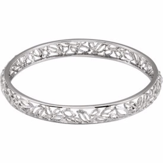 86182:1000:P Sterling Silver 8.8mm Textured Bark Bangle 8" Bracelet 