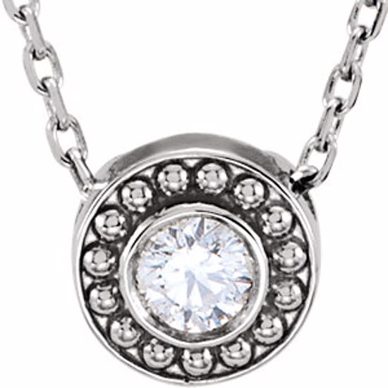 86165:1008:P Platinum 1/10 CTW Diamond Beaded Slide Necklace 