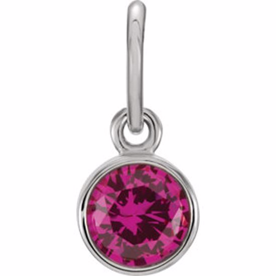 86179:118:P 14kt White Imitation Ruby Birthstone Charm