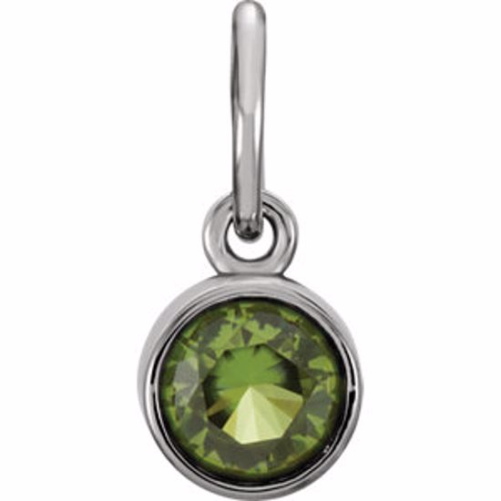 86179:121:P 14kt White Imitation Peridot Birthstone Charm