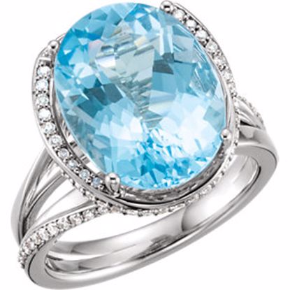 71698:601:P 14kt White Swiss Blue Topaz & 1/2 CTW Diamond Spiral Ring