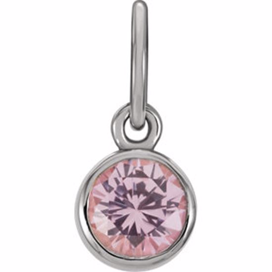 86179:127:P 14kt White Imitation Pink Tourmaline Birthstone Charm