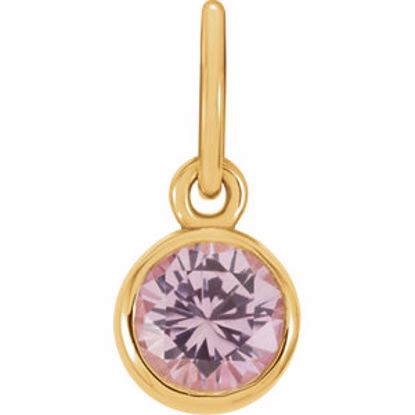 86179:128:P 14kt Yellow Imitation Pink Tourmaline Birthstone Charm