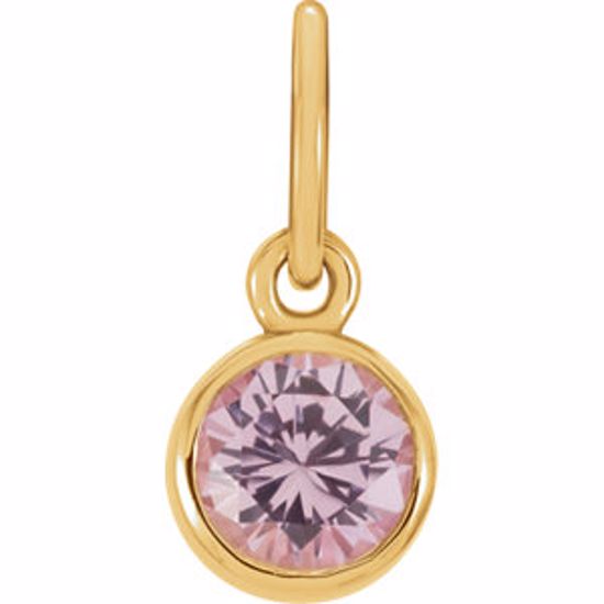 86179:128:P 14kt Yellow Imitation Pink Tourmaline Birthstone Charm