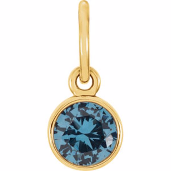 86179:134:P 14kt Yellow Imitation Blue Zircon Birthstone Charm