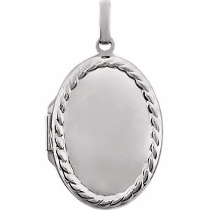 86155:1000:P 14kt White Oval Rope Locket