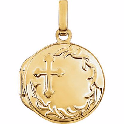 86156:1001:P 14kt Yellow Round Cross Locket 