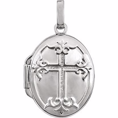 86157:1000:P 14kt White Oval Cross Locket