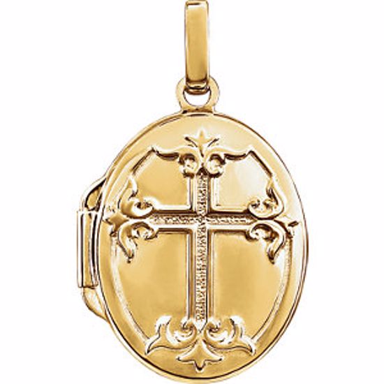 86157:1001:P 14kt Yellow Oval Cross Locket