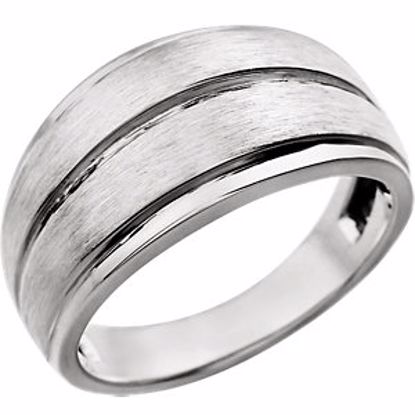 51425:1000:P 14kt White Men's Grooved Ring