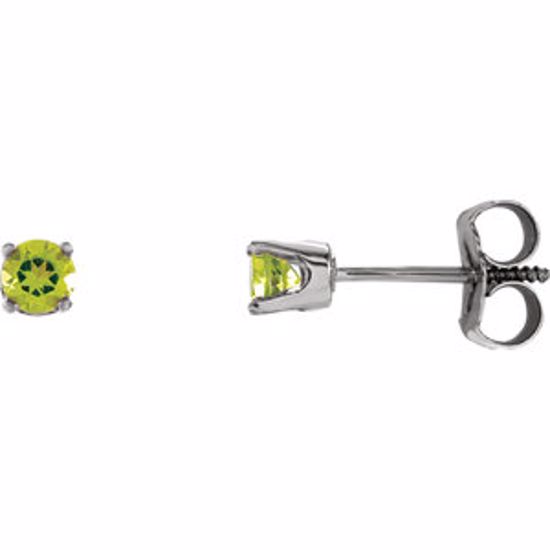 651643:70047:P Sterling Silver Imitation Peridot Youth Earrings