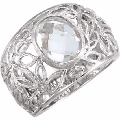 651689:100:P Sterling Silver Checkerboard Clear Quartz Ring 