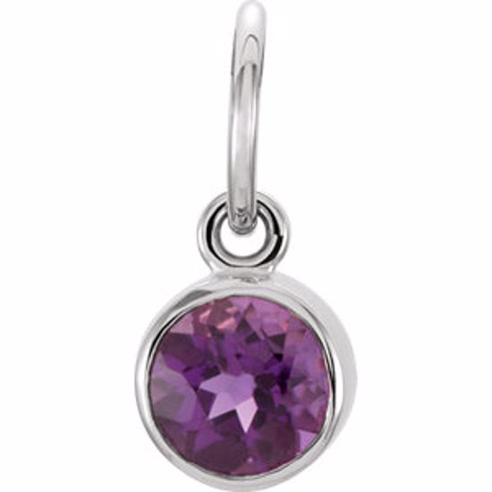 86179:137:P Sterling Silver Imitation Amethyst Birthstone Charm