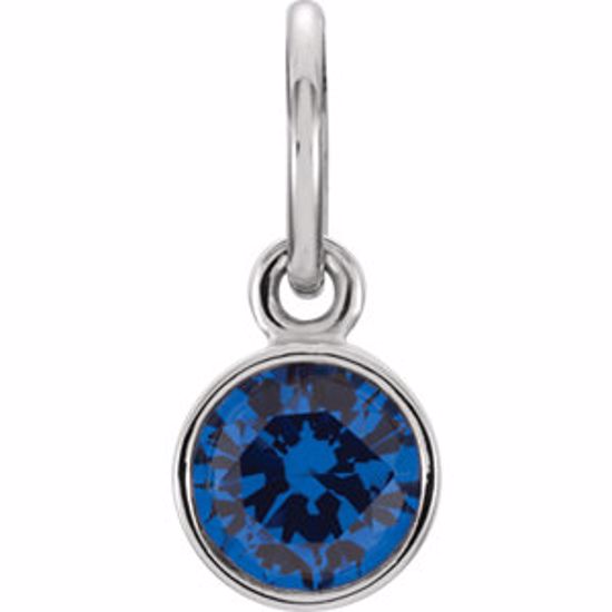 86179:144:P Sterling Silver Imitation Blue Sapphire Birthstone Charm