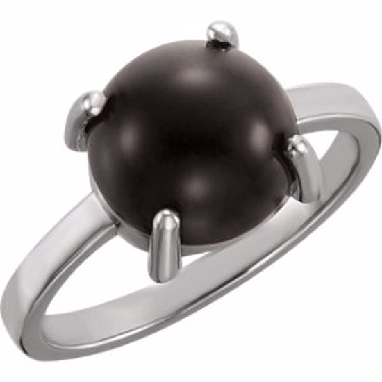 71686:727:P 14kt White 6mm Round Onyx Cabochon Ring